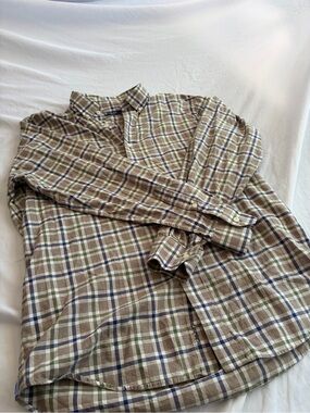 Daniel Cremieux Brown and Green Plaid Button-Down Shirt Sizes L